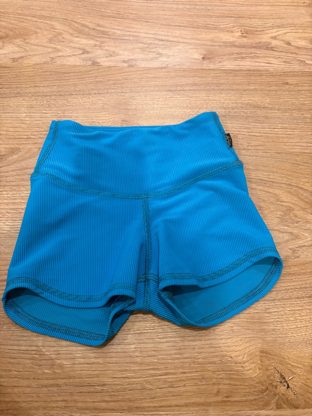 Tigerfriday High-Waist Ribbed Athletic Shorts in Bright Blue